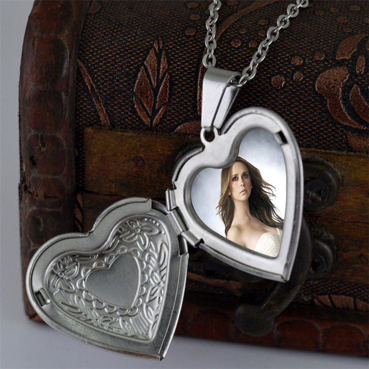 Romantic Heart Locket Pendant Openable Female Silver Color Stainless Steel Photo Frame Charm Necklace for Women Men Jewelry Gift