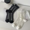 2 pairs Fashionable versatile Women's Socks Thin Solid Color Lace Frilly Socks minimalist Breathable women Transparent Socks. 