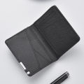 Black Faux Leather Small Slim Business-Style Wallet - Multiple Card Slots, Credit Card and Driver's License Holder, Geometric In. 