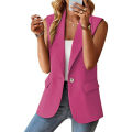 2024 Spring/Summer New Polo Collar Suit Vest Women's Style Commuter Sleeveless Cardigan Tank Top Women. 