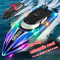 Rc Boat 2.4G High Speed Remote Control Racing Ship with Light Waterproof Rc Speedboat Water Toys for Pool Lake Children . 