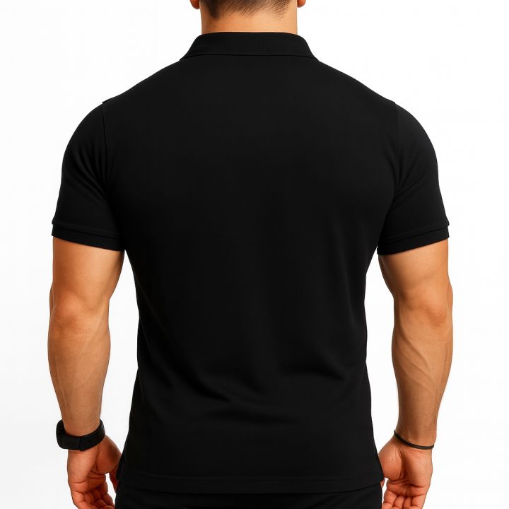 Men%E2%80%99s%20Solid%20Black%20Polo%20T-Shirt%20%20Premium%20PK%20Cotton%20%7C%20Casual%20&%20Formal%20Wear%20-%20Image%202