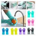 Dishwashing Cleaning Gloves Magic Silicone Rubber Dish Washing Gloves for Household Sponge Scrubber Kitchen Cleaning Tools. 