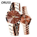 【Low price】ORUSS Relogio Feminino Couple Watch Men Quartz watch for Lovers Luxury Womens wristwatch Week Display Stainless Steel Waterproof. 