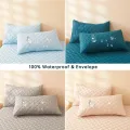 2pcs Waterproof Throw Pillowcases Envelope Soft Breathable Pillow Covers for Bed Protector 50x75cm, Grey/Blue/Green. 