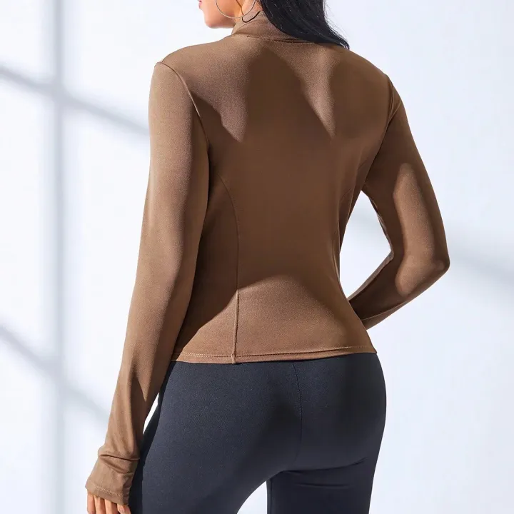 2024%20New%20Yoga%20Coat%20Short%20Sports%20Jacket%20WOMEN'S%20Fitness%20Clothes%20Slimming%20Body%20Sculpting%20Zipper%20Yoga%20Jacket%20-%20Image%202