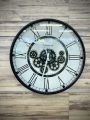 London Modern Moving Gear Wall Clock | Moving Gear Cogs Clock Black and White. 