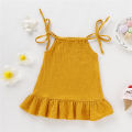1-5 Years Old Kid Girl Summer Breathable Cotton Slip Dress Adjustable  Solid Color Halter Dress Toddler Girl Holiday Beachwea. 