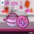 Round Shape Lunch Box Unbreakable Plastic With Beautiful Printed Characters Partitions With Inner Box Plate And Spoon. 