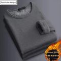 Winter Men's Thickening Velvet Warm Tops Men's Winter Long-sleeved Thermal Underwer Male Round Neck Fashion T-shirt M-5XL.