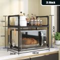 Microwave Storage Rack Kitchen High-capacity Seasoning Rack Bilayer Oven Modern PP Material Minimalism Kitchen Furniture. 