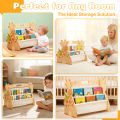 Kid Bookshelf Double Sided 4 Tier Multi-Layer Portable Wood Toddler Montessori Bookshelf for Kid Room Nursery Bedroom Playroom. 
