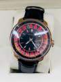 Men’s Quartz Wrist Watch – Black Dial, Leather Strap, Autograph Function, Analog Display. 