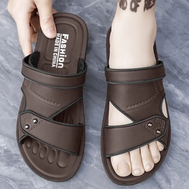 Summer%20Men's%20Sandals%20Leisure%20Beach%20Shoes%20Male%20Holiday%20Slippers%20Outdoor%20Retro%20Comfortable%20Casual%20Sandals%20leather%20Men%20Slippers%20-%20Image%203
