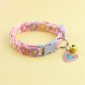Fashion Rainbow Flower Cat Collar With Bell.