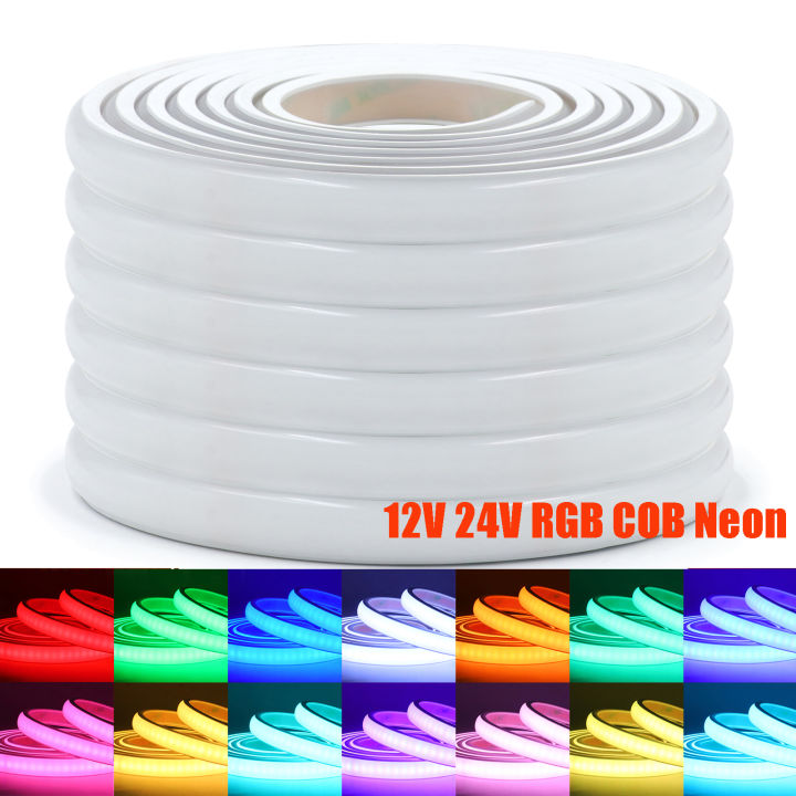 Rgb Led Rope Cob RGB COB Neon Light 12V 24V 576LEDs/M Waterproof LED Strip Tape Ribbon ...