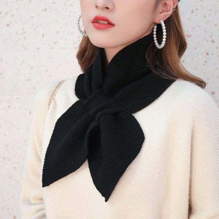Korean%20Women%20Bowknot%20Cross%20Knit%20Ring%20Neck%20Scarves%20Fashion%20Female%20Autumn%20Winter%20Solid%20Color%20Elastic%20Soft%20Wool%20Warm%20Scarf%20-%20Image%205