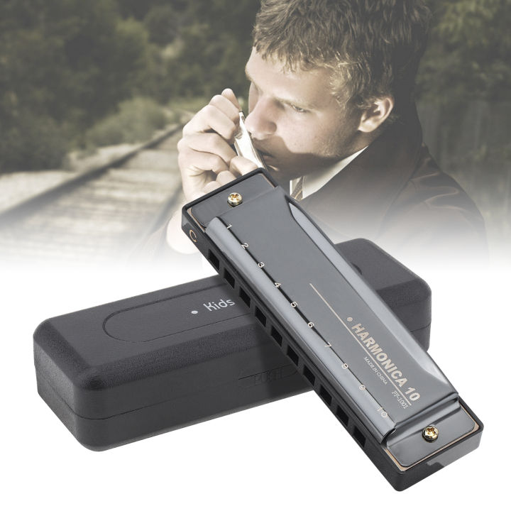 10-holes-20-tonec-matte-gold-black-harmonica-blues-harp-mouth-organ