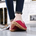 New Moccasins Women Flats 2024 Autumn Woman Loafers Genuine Leather Female Shoes Slip On Ballet Bowtie Women's Shoes Big Size.