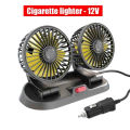 Universal Dual Head 12V Car Dashboard Cooling Fan with 360° Rotation and Two-Speed Control. 