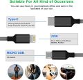 Multi Charging Cable 3 in 1 Nylon Braided Multiple USB Fast Charging Cable for Android, iOS and Type C Devices USB Port Connectors Compatible Smart Phones & Tablets (Black). 