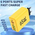 65W USB C Charger 6 Ports Fast Charging Wall Charger for iPhone 15 14 Pro Max   S23  14 Mobile Phone Charger. 