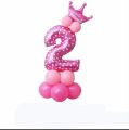 Pink 2nd birthday Girl set with princess foil 14pcs. 