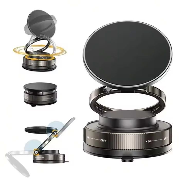 Folding Strong Magnet Magnetic Phone Holder 360° Rotation Desk Car Vacuum Suction Windshield Dashboard Mobile Holder Adsorption