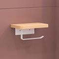 Creative solid wood tissue holder for bathroom storage, wall mounted toilet, hotel non perforated mobile phone roll paper holder. 