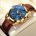 Men Leather Analoge Quartz Fashion Watch for Men. 