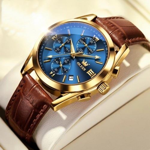 Men Leather Analoge Quartz Fashion Watch for Men