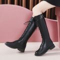 Winter New Style Round-toe Thick-soled Cross-strap Fashionable Motorcycle Boots, Comfortable Non-slip Trendy Women's Boots.