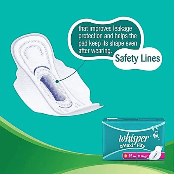 Whisper%20Maxi%20Fit%20Sanitary%20Pads%20(L+%20Wings)%2015%20Pads%20-%20Image%203