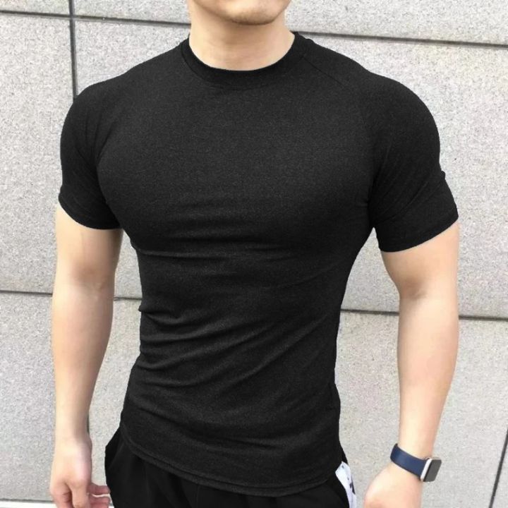New Men Summer Short Sleeve Fitness T Shirt Running Sport Gym Compression T Shirt Workout Casual High Quality Tops Clothing