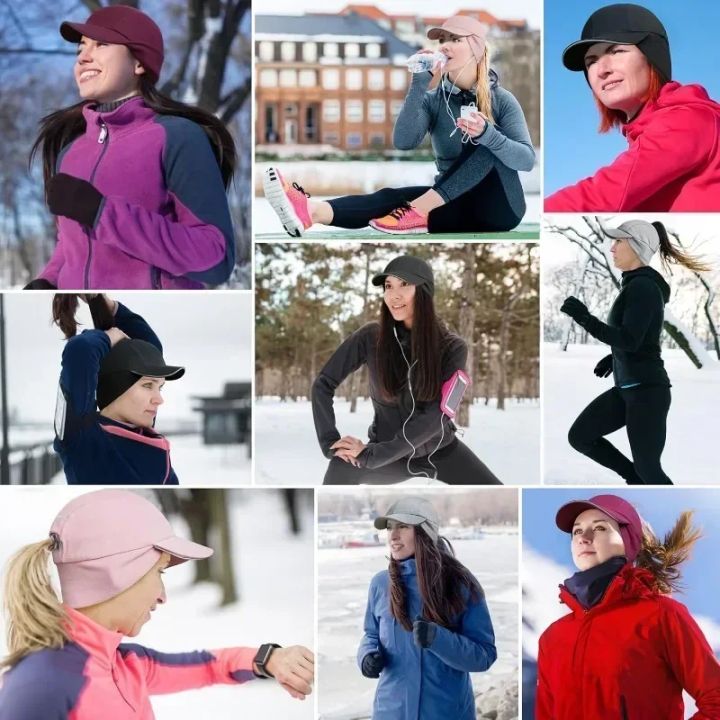 GADIEMKENSD%20Women's%20Winter%20Fleece%20Ponytail%20Hat%20Reflective%20Baseball%20Cap%20with%20Drop%20down%20Ear%20Warmers%20Golf%20Sports%20Cap%20M24%20-%20Image%207