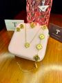 Black Clover Stainless Steel Complete Jewellery Set double sided trendy clover necklace earring with five leaf bracelet. 