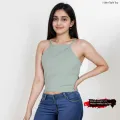 Halter Tight Top Trending Korean Tight Top Green And Blue Colour Casual Tees Unique Styling Crop Top Small Size Top. 