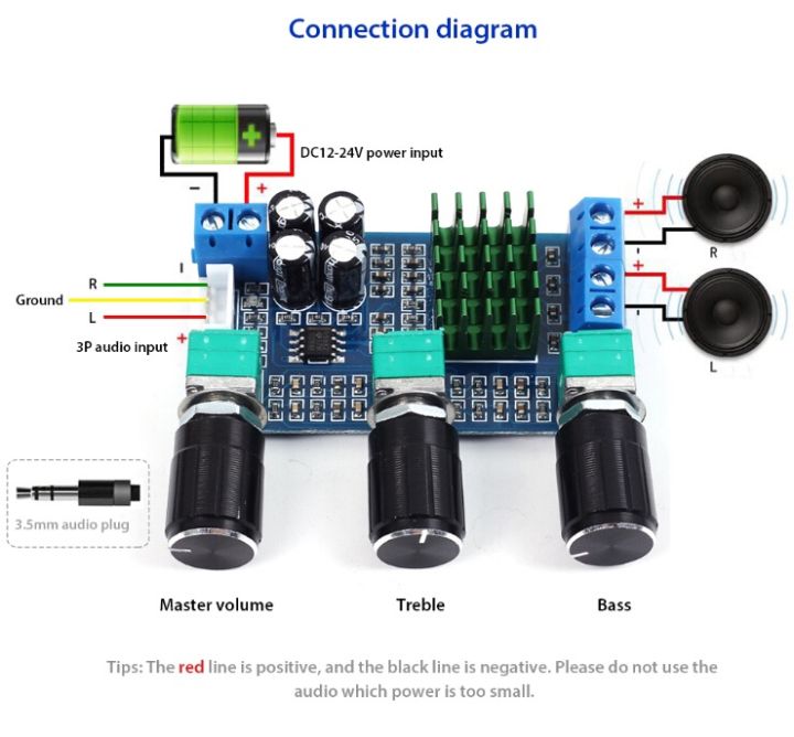 Audio Amplifier Module XH-M567 TPA3116D2 Class D Dual Channel 80W ...