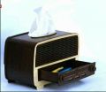 Tissue box holder wooden retro radio tissue paper box  desktop tissue paper dispenser storage napkin organizer tissue paper box holder. 