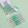 11 pcs mermaid makeup brushes, fish tail makeup brush set, beauty tools. 