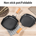 Camping Cookware Frying Pan Durable Non-Stick Grilling Pan with Folding Handle Portable Outdoor Hiking Picnic Cooking Equipment. 