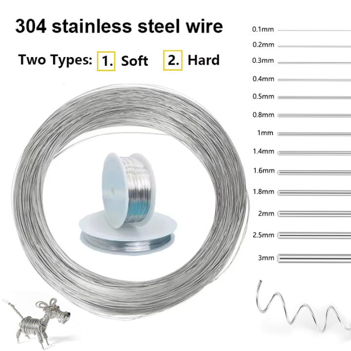 1pcs 1-100 meters 304 Stainless Steel Soft/hard Steel Wire Diameter 0. ...