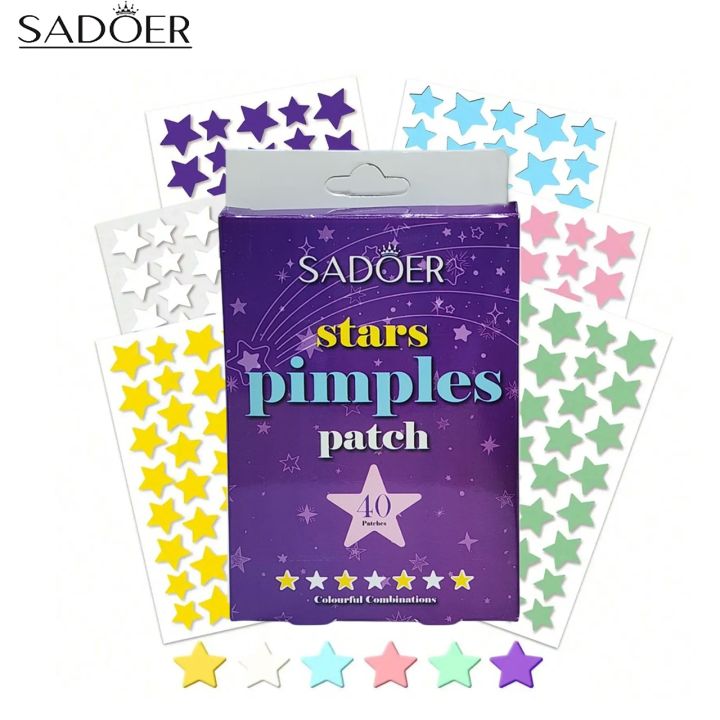 Sadoer Stars Pimple Patch – 40 Pieces – Colorful Hydrocolloid Acne ...