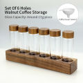 Coffee Beans Storage Tube Single Dose Glass 17g 22g Walnut Based Container With Funnel Espresso Accessories Goods Barista Tools.
