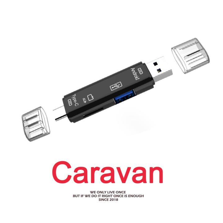 7 #   Caravan Crew 5in1 Otg Card Reader: USB 2.0/ Micro Usb/ Tf/ Sd /Type-C Card Reader