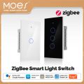 MOES Tuya Smart ZigBee Light Switch Touch Glass Panel Fireproof Neutral Wire Control Remote Works with Alexa  Home. 