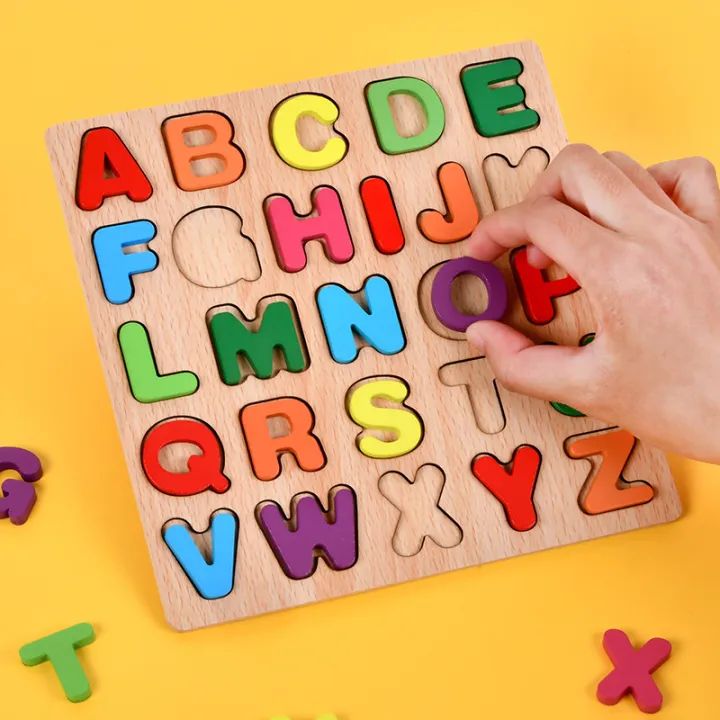alphabet Wooden Education Letters and Numbers Puzzle Board Matching Educational Toys