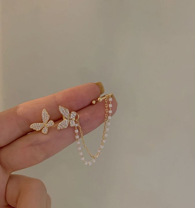 Ladies%20Fashion%20Rhinestone%20Butterfly%20Chain%20Earrings%20Punk%20Personality%20All-match%20Exquisite%20Asymmetrical%20Ear%20Clip%20-%20Image%204