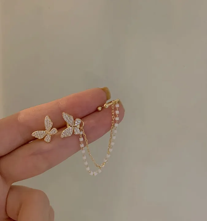 Ladies%20Fashion%20Rhinestone%20Butterfly%20Chain%20Earrings%20Punk%20Personality%20All-match%20Exquisite%20Asymmetrical%20Ear%20Clip%20-%20Image%204