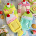 Cartoon Matcha Strawberry Cake Plush Card Holder Student Storage Pouch Idol Photo Polaroid Display Pendant. 